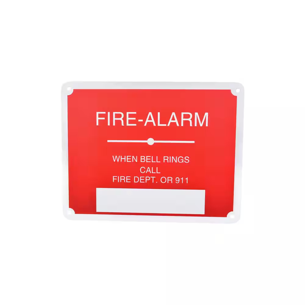 7 In. X 9 In. Aluminum Fire Safety Sign Fire Alarm When Bell Rings Call Fire Dep