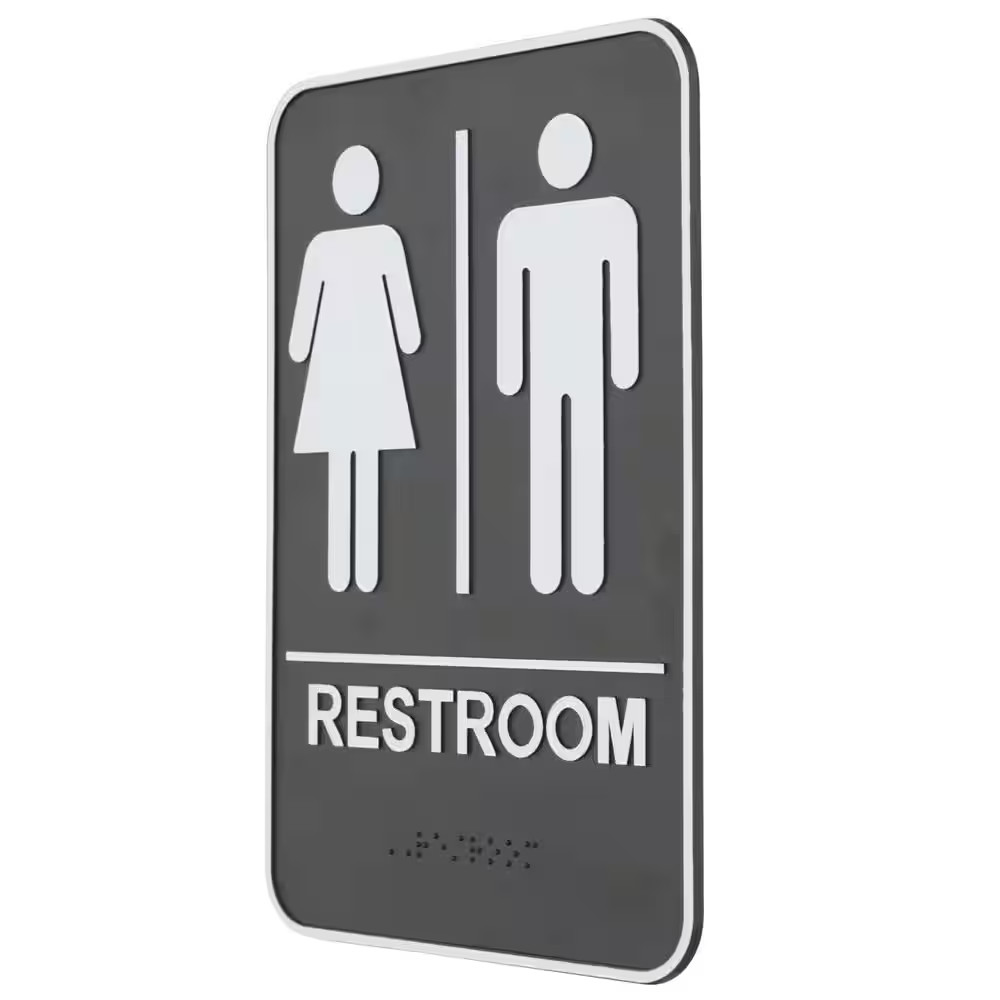 9 In. X 6.5 In. Unisex Restroom ADA Braille Sign