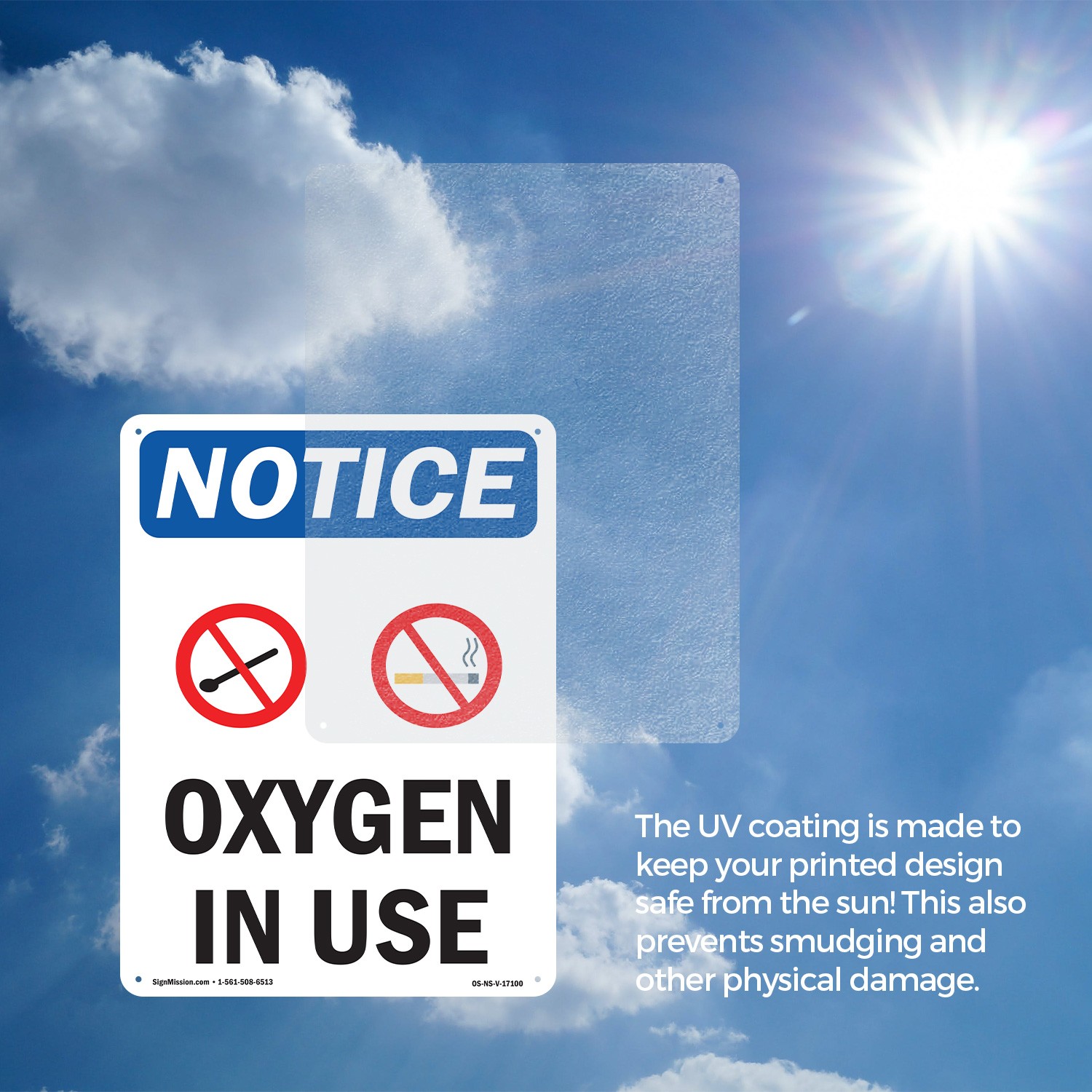 Oxygen In Use OSHA Notice Sign Metal, Plastic, Or Decal – 5 or 10 Pack