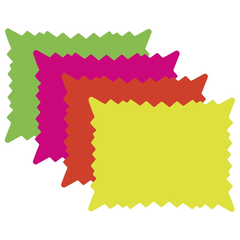 Ready Flow Rectangular Assorted Fluorescent Starburst Sign Cards – 7″L x 5″H