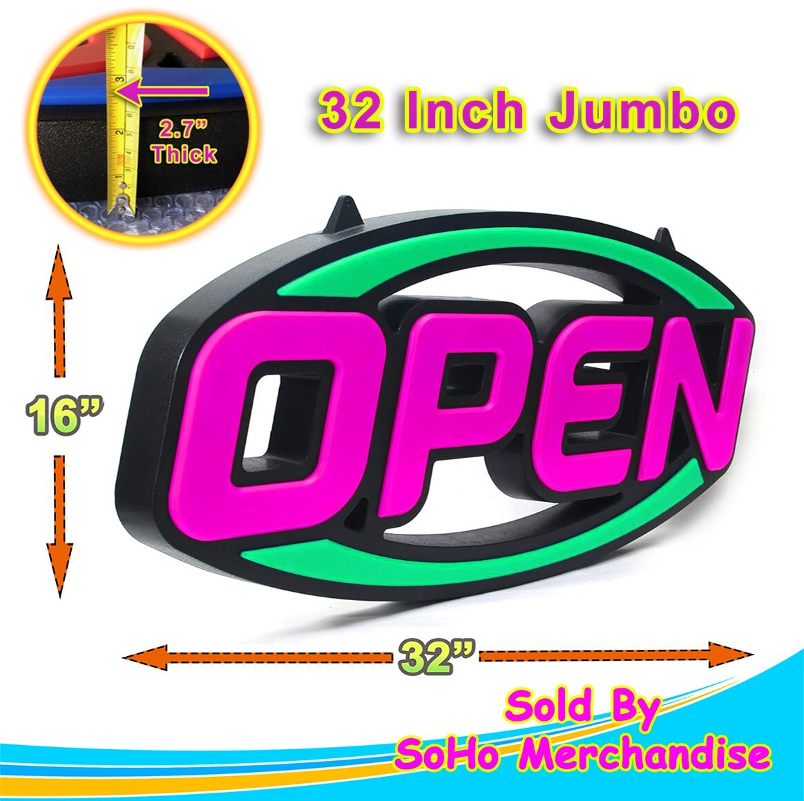 Large LED Neon Open Sign 32″ Light Bright for Restaurant Bar Store Shop Market
