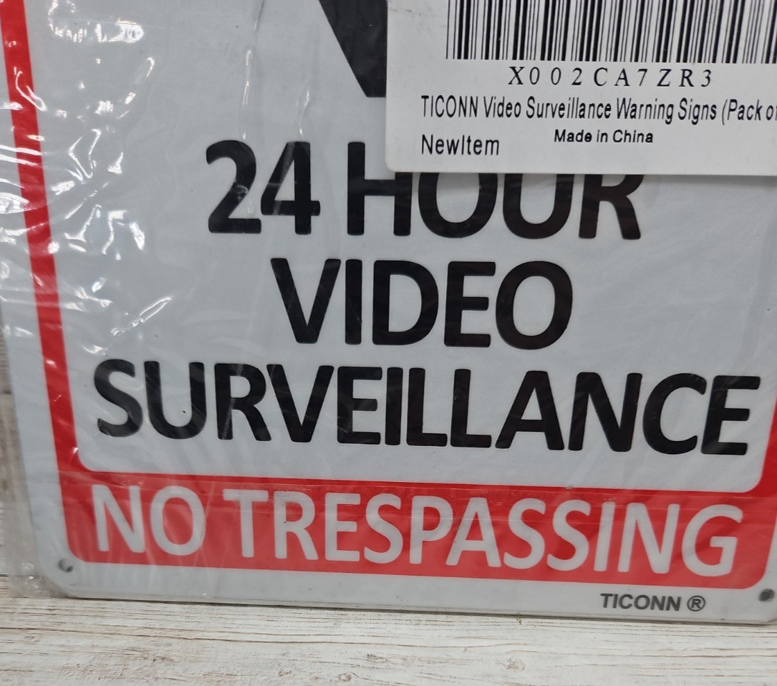 Warning 24 Hour Video Surveillance Sign Home Yard Security *4 Pack* 7 x10 in NEW