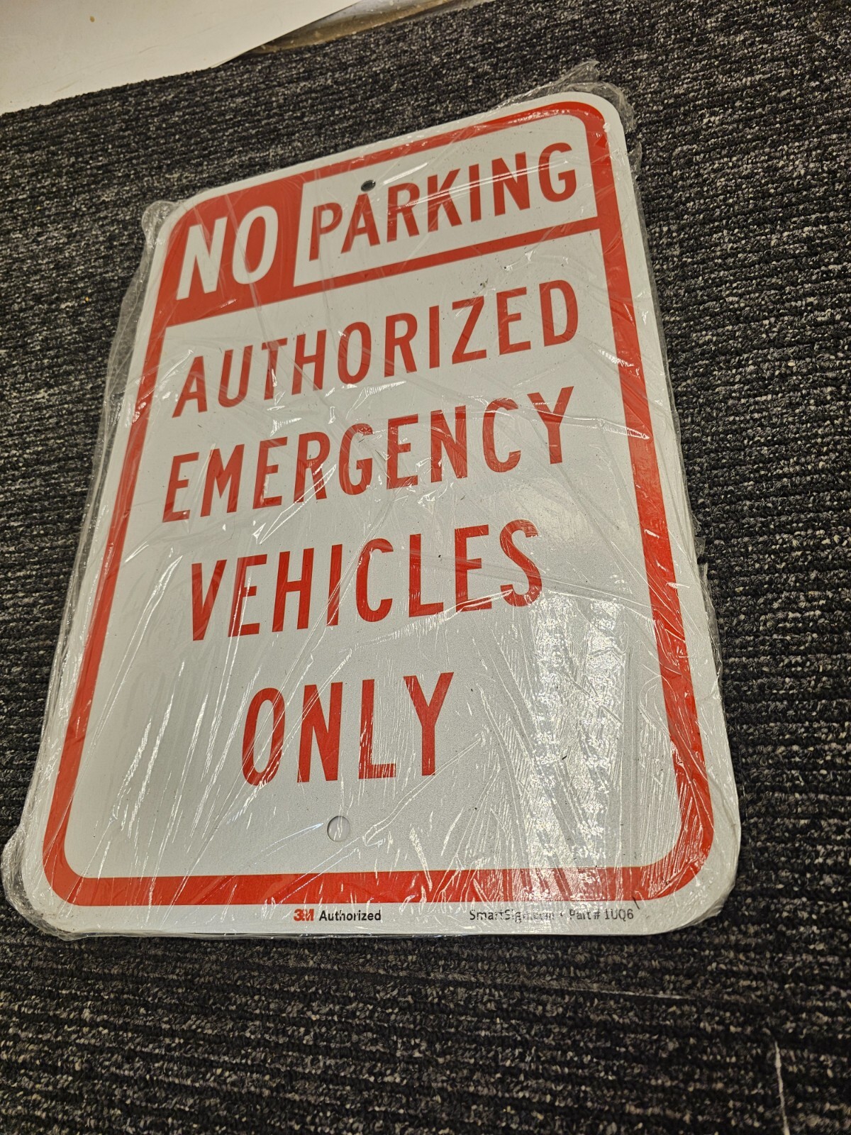 (QTY 4) SmartSign No Parking Authorized Emergency Vehicles Only Sign 18 x 12″