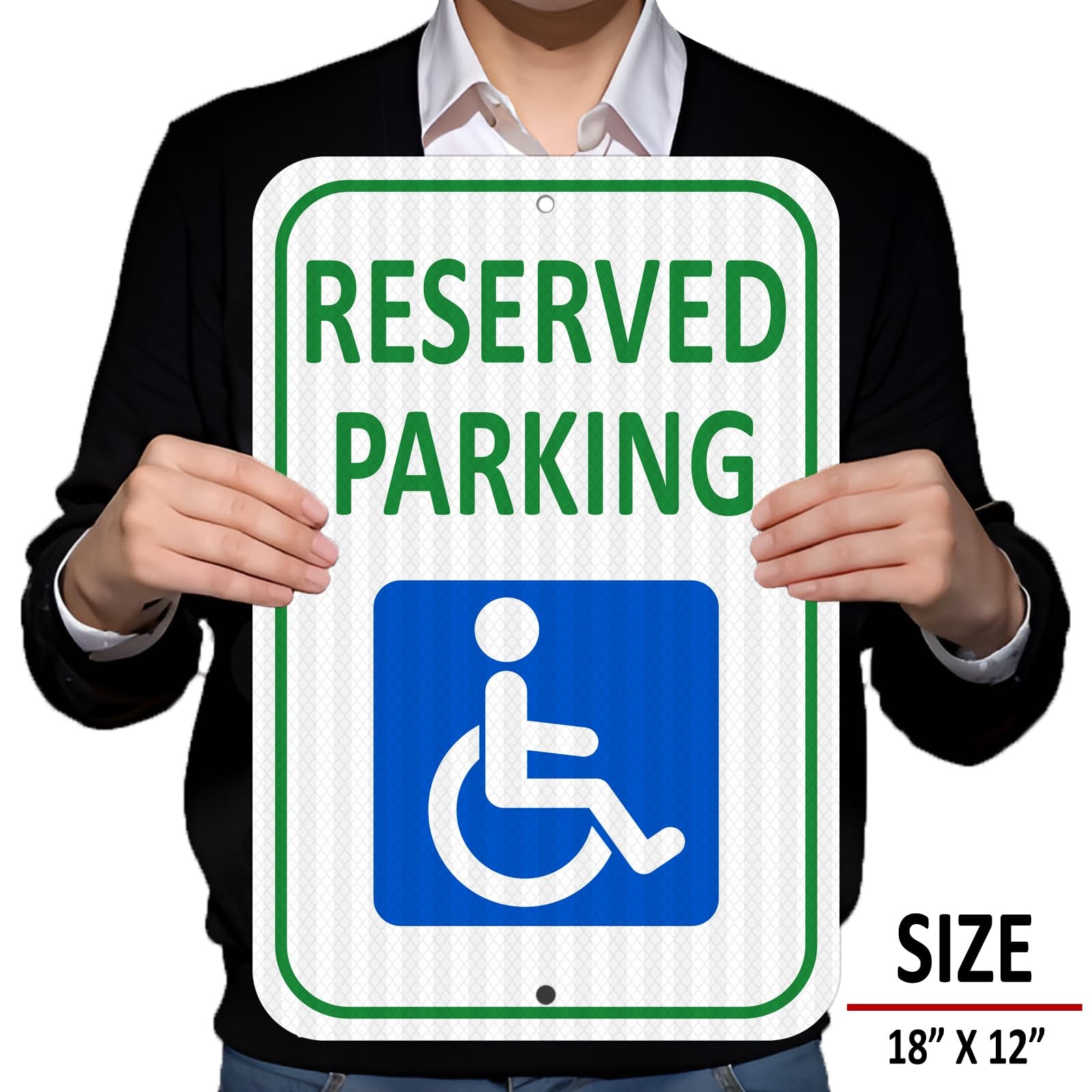 (2 Pack) Reflective Aluminum Reserved Parking Sign, 18″ x 12″ Heavy-duty Hand…