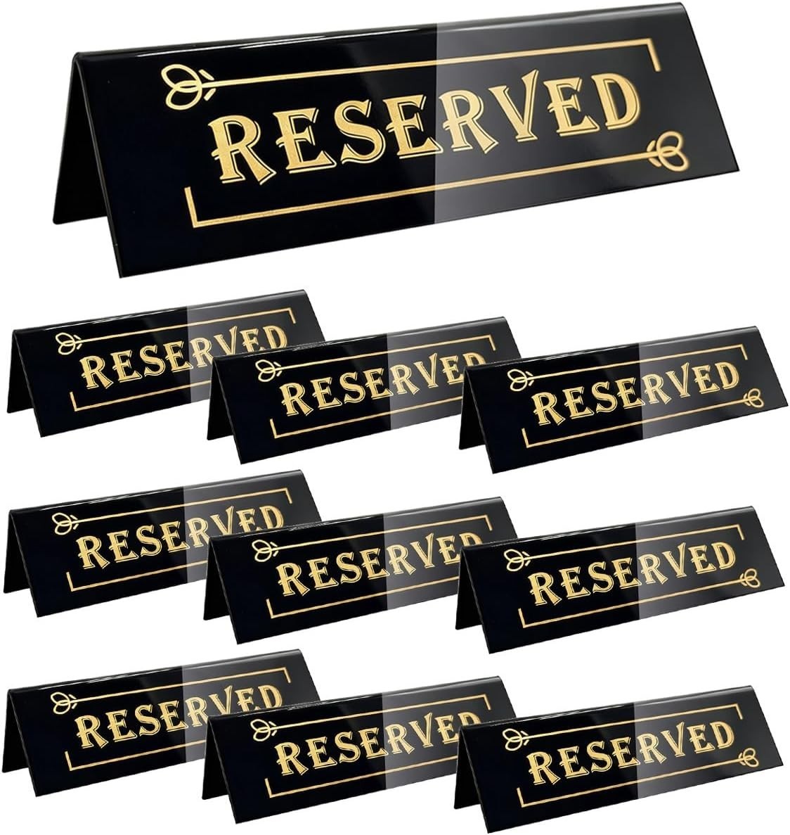 10PCS Acrylic Reserved Table Signs – 6x2x1.6 in Table Tent – Double-Sided, Wa…