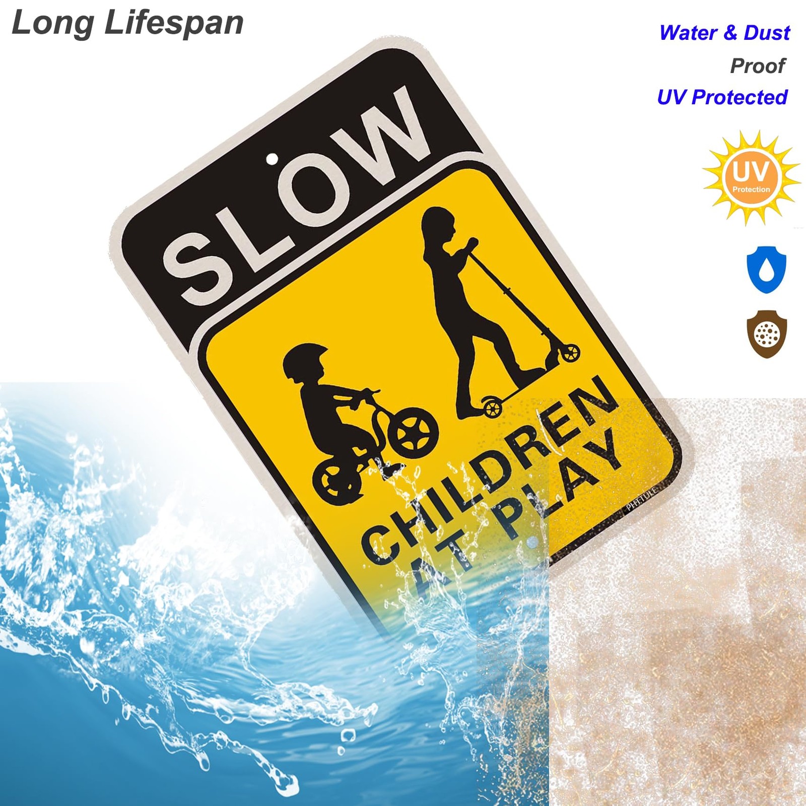Slow Children at Play Signs 2 Pack, 18 x 12 Inches Kids Playing Slow Down Saf