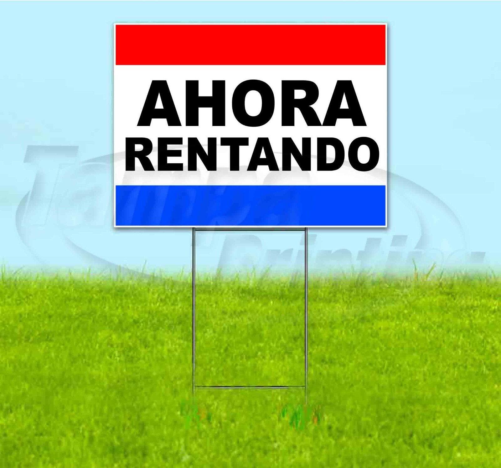 AHORA RENTADO 18×24 Yard Sign WITH STAKE Corrugated Bandit BUSINESS USA SPANISH