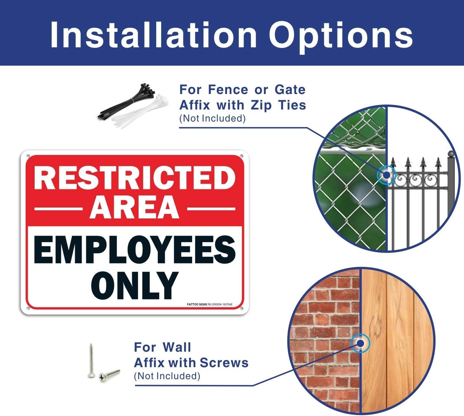 2 pack Restricted Area Employees Only Sign, 10 x 7 Inches .40 Rust Free Alumi…