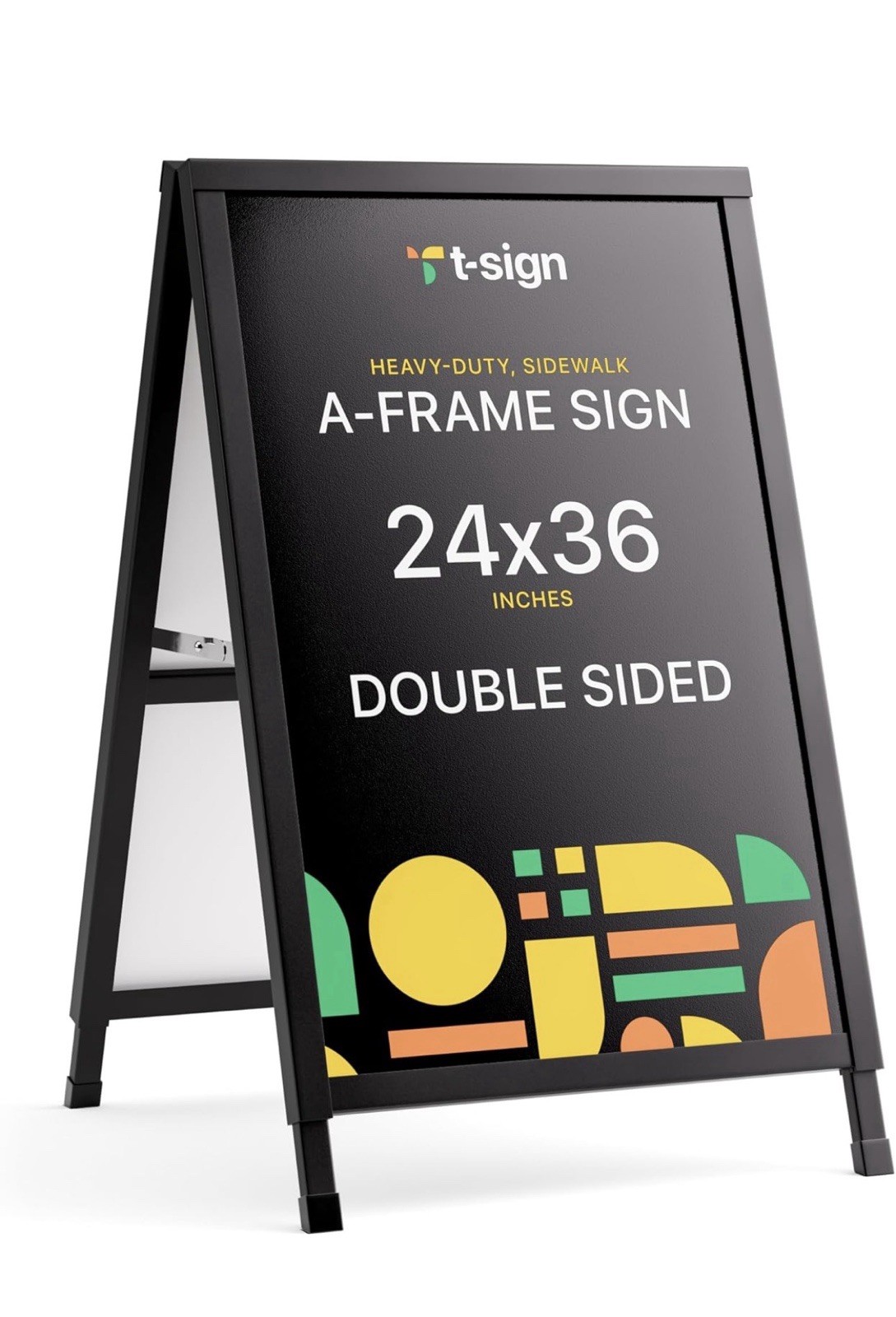 t-sign 24×36 Double-Sided Sidewalk A-Frame Sign, Black Metal Floor Standing
