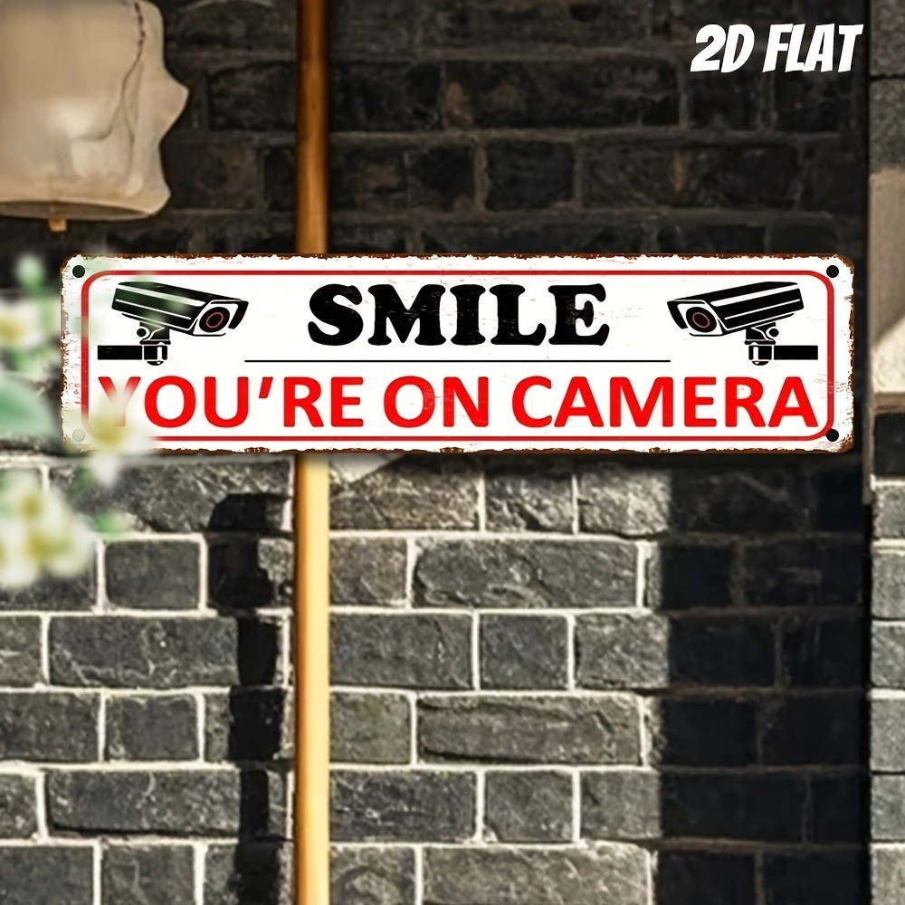 “YOU’RE ON CAMERA” Aluminum Wall Mount For Street Patio Shop Creative Home Decor