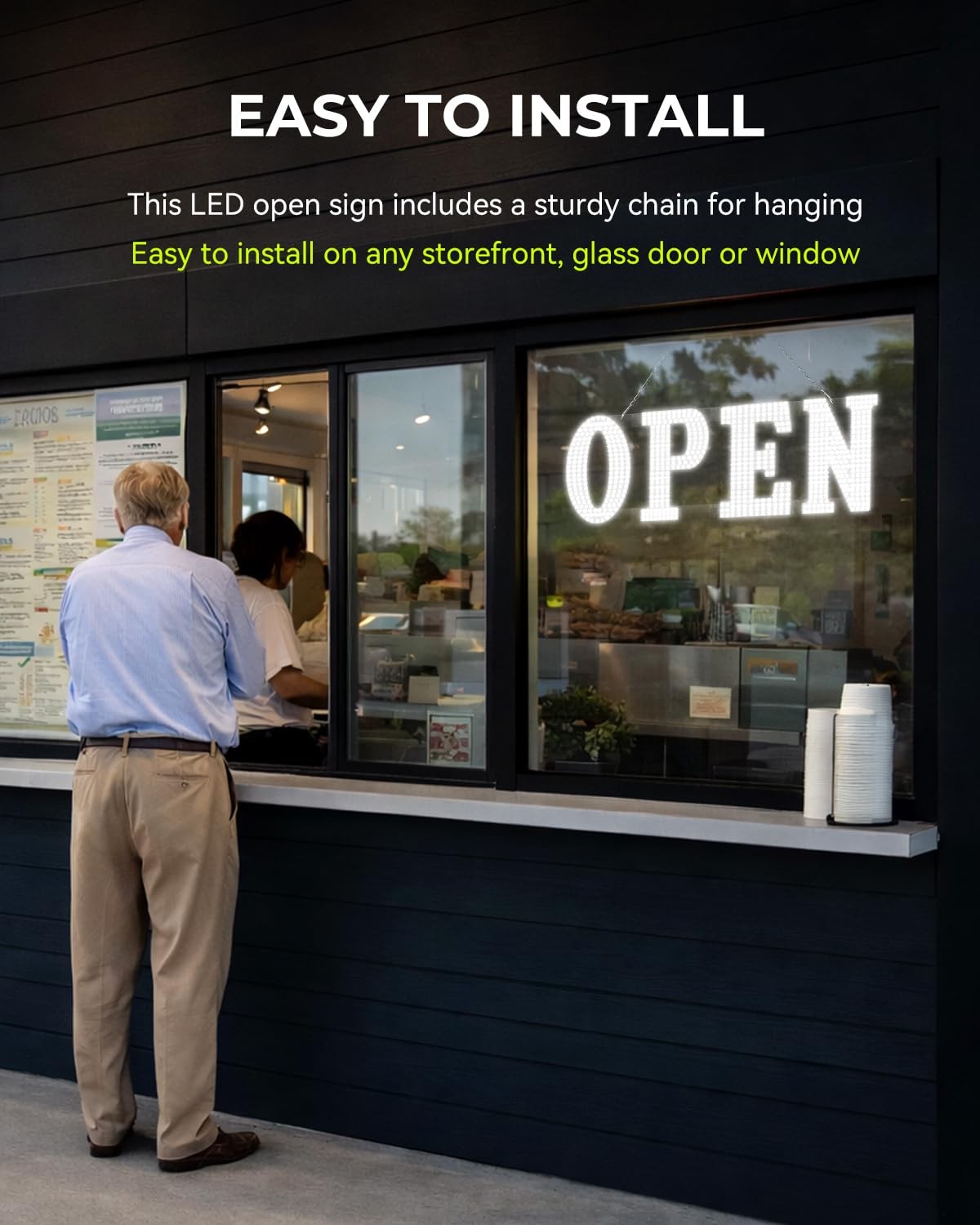 Open Sign 40″x14″ Extra Bright Jumbo LED High Visibility Longlife Business Sign