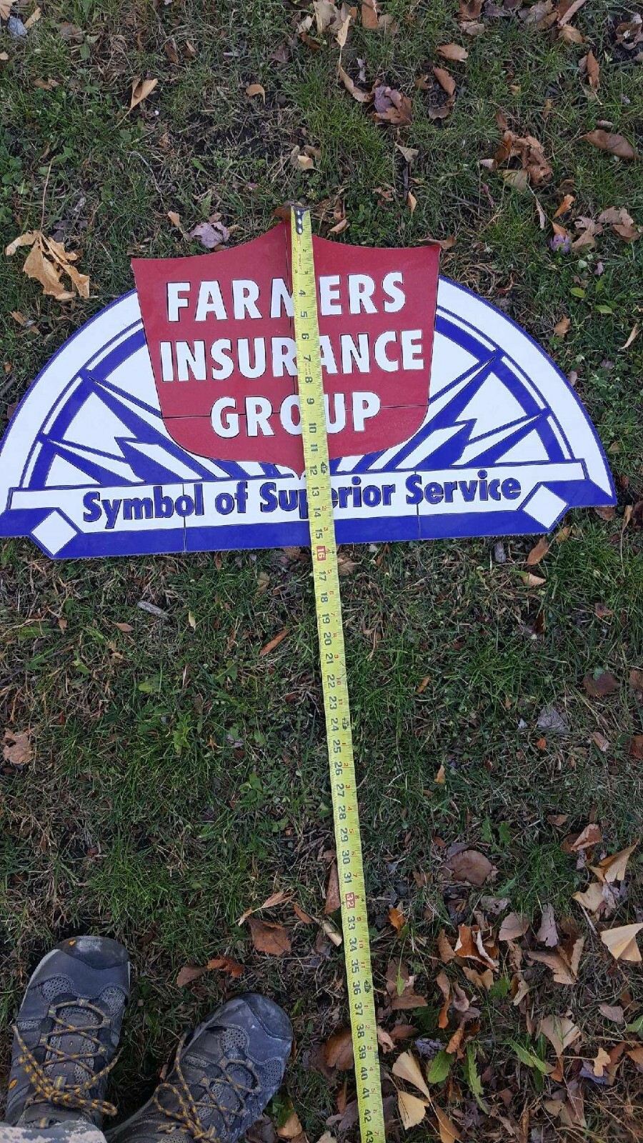Farmer Insurance Ceramic Logo Sign ,16″/30″ , in good condition
