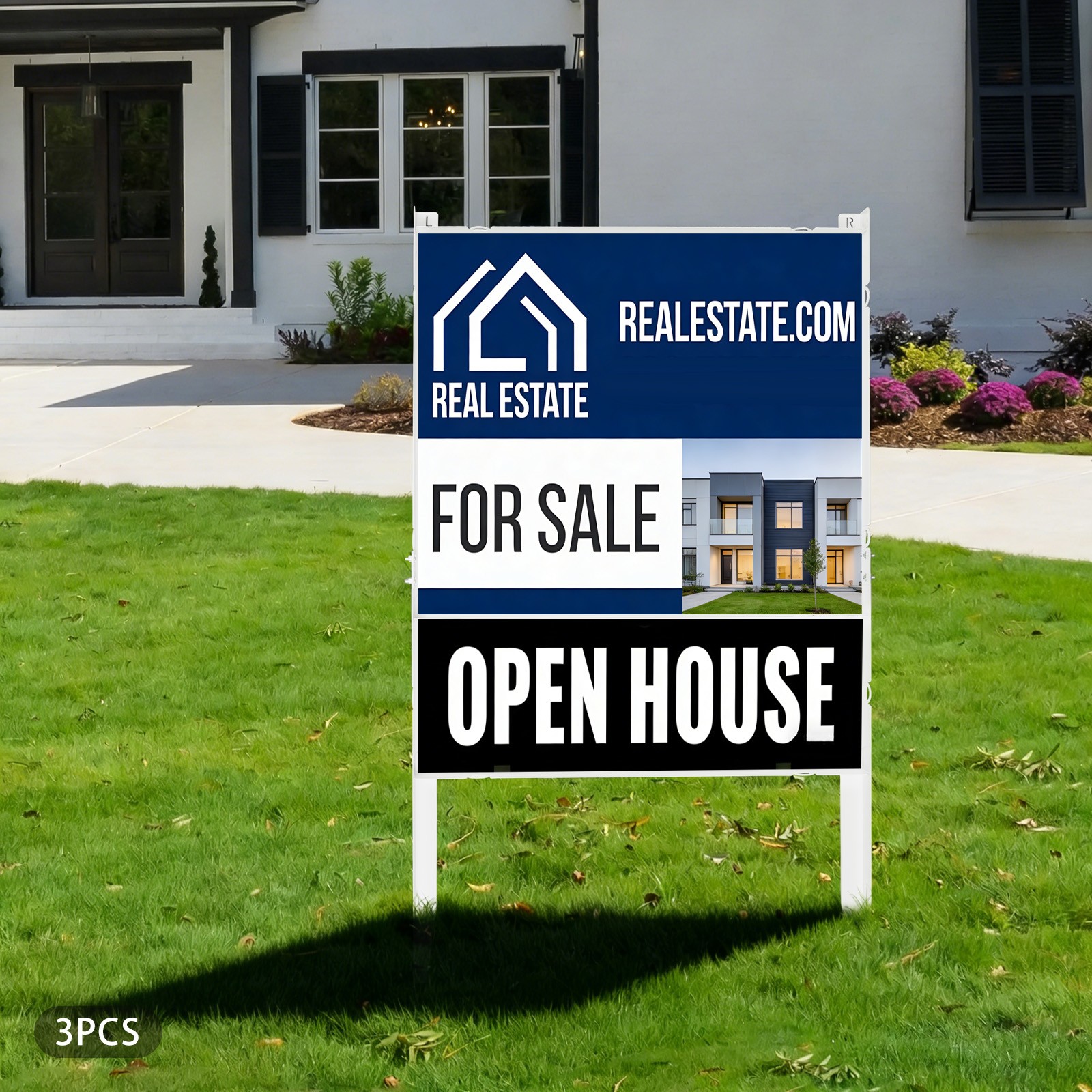 3 Pcs Yard Sign Frame Dual Panel Heavy Duty Outdoor Real Estate Display Stand