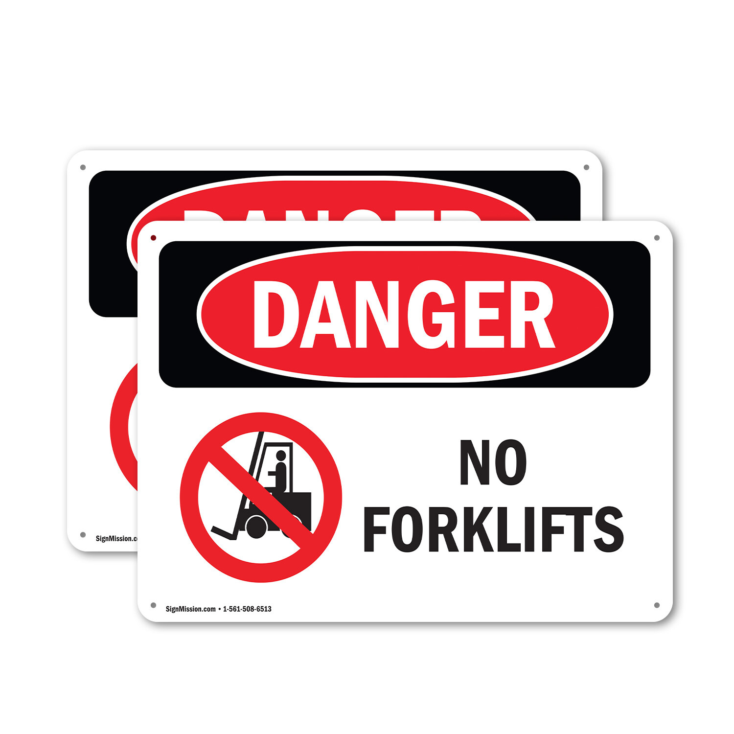 (2 Pack) No Forklifts OSHA Danger Sign Decal Metal Plastic