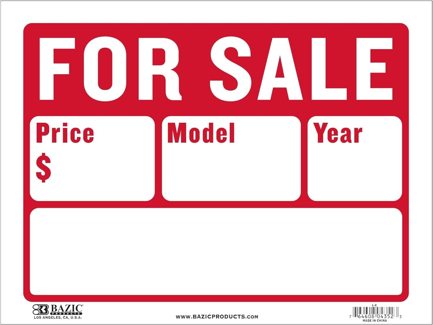 Pack of 24 BAZIC 12″ x 16″ Stunning Red For Sale Signs for Effective Promotions