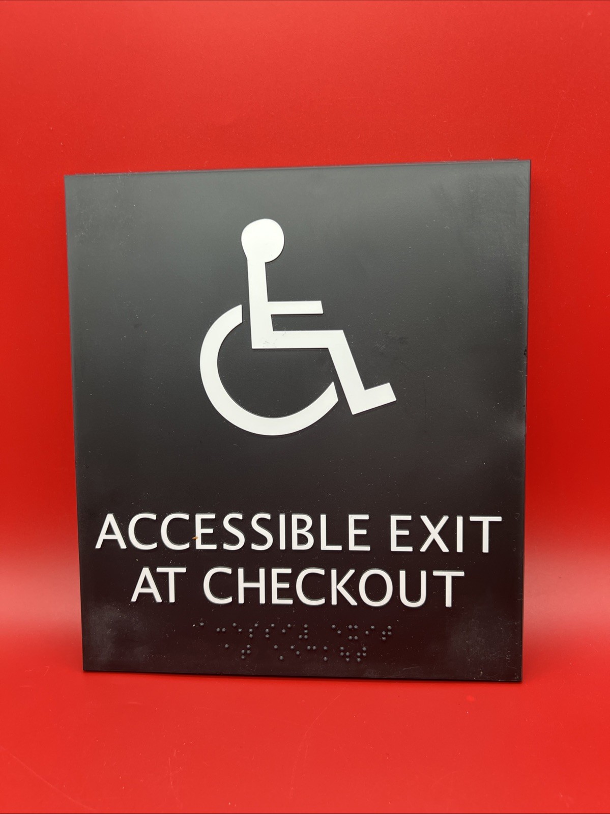 Lot of 5~ Wheelchair Accessible Exit at Checkout Signs w/ Braille Message