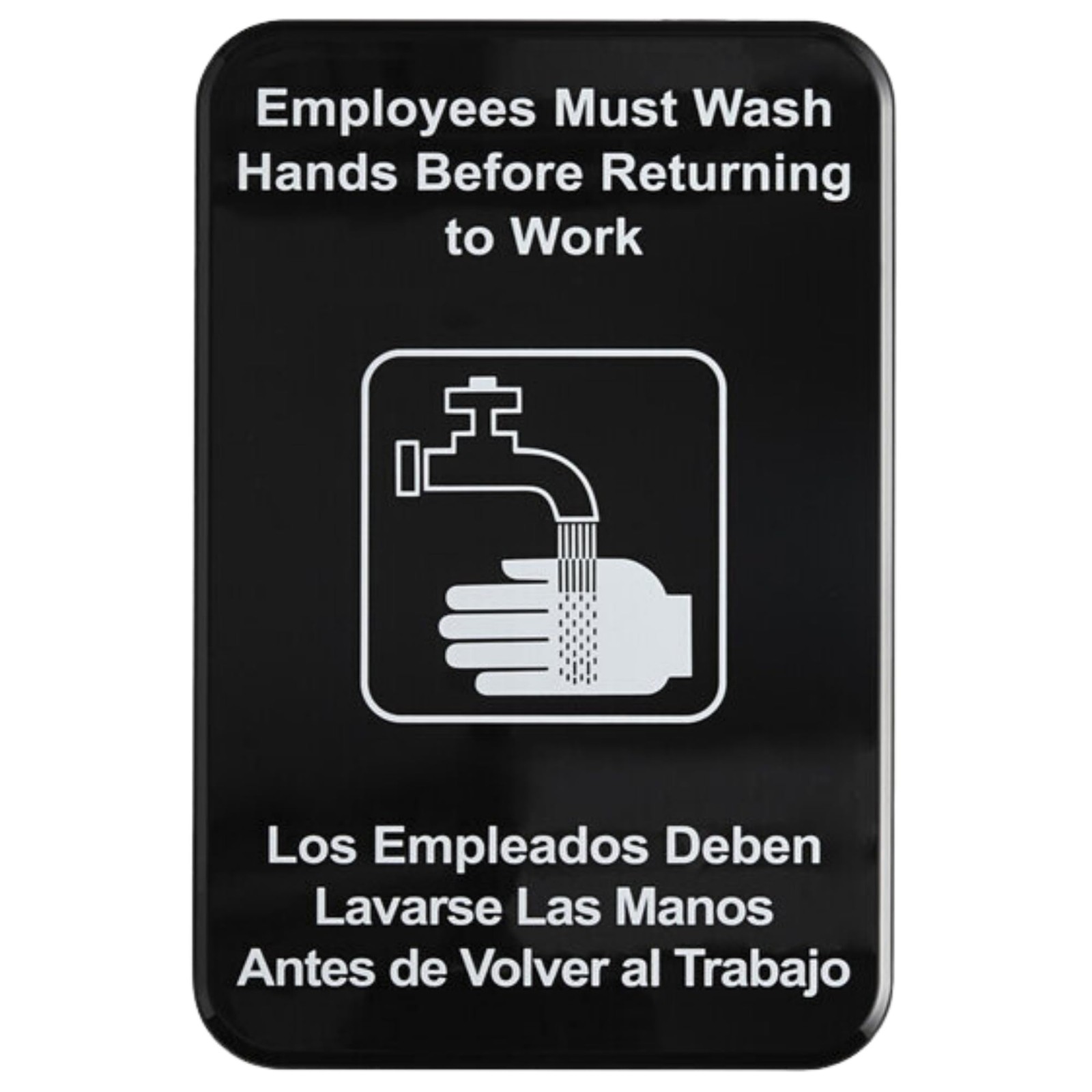 Employees Must Wash Hands Before Returning To Work Sign English Spanish w/ Ad…