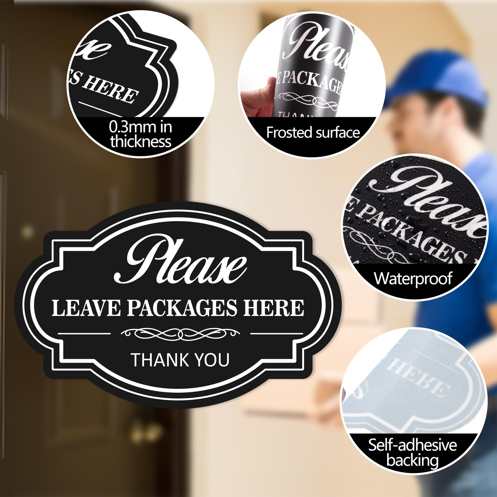 Please Leave Packages and Deliveries Here Sign，Self-Adhesive Waterproof V