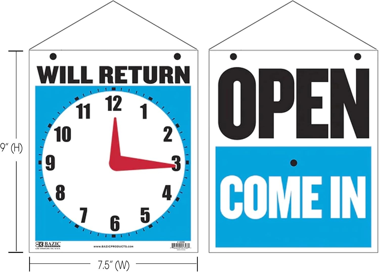 Polypropylene Open Closed Sign with Rotating Clock for Business Hours Display