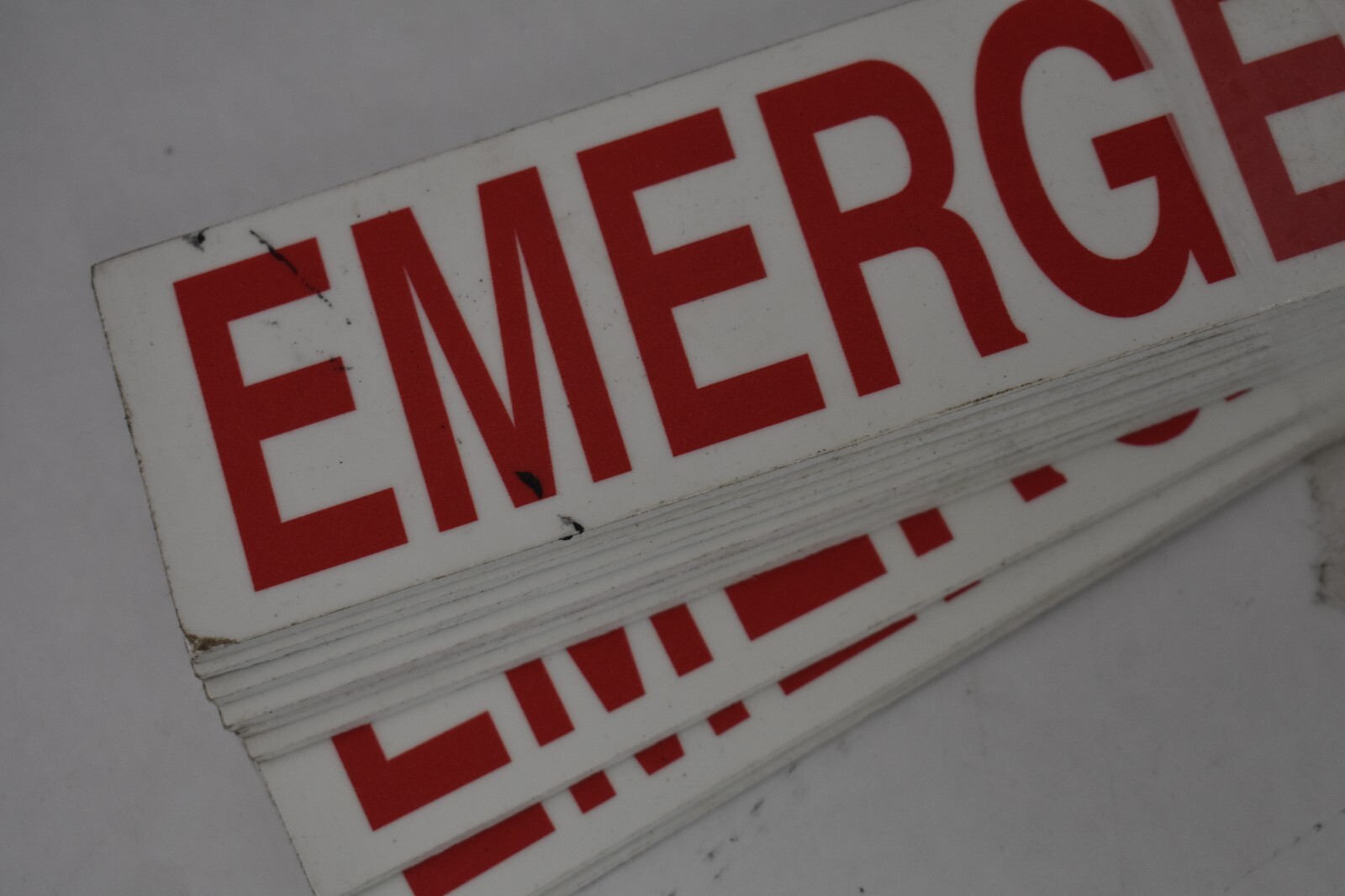 Lot of 9 Emergency Vent Plastic Signs Rectangular 13″ x 2″ Red On White