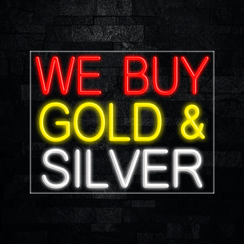 We Buy Gold & Silver LED Neon Sign 28″L x 22″H #31268