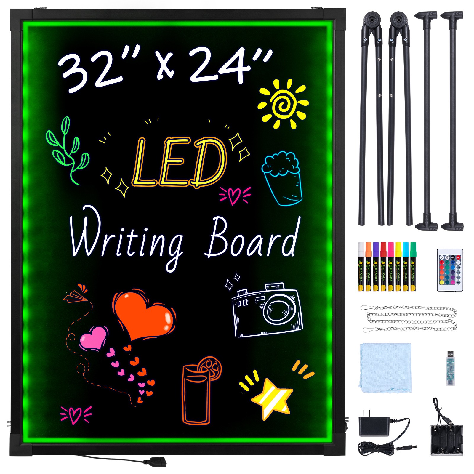 Uimoso LED Message Writing Board 32″x24″ Illuminated Erasable Lighted Chalkboard