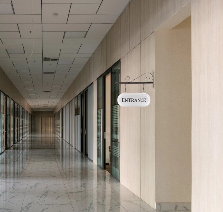 Wall-Mounted Metal Entrance Sign, Enamelware Business Entrance Reception Welcome