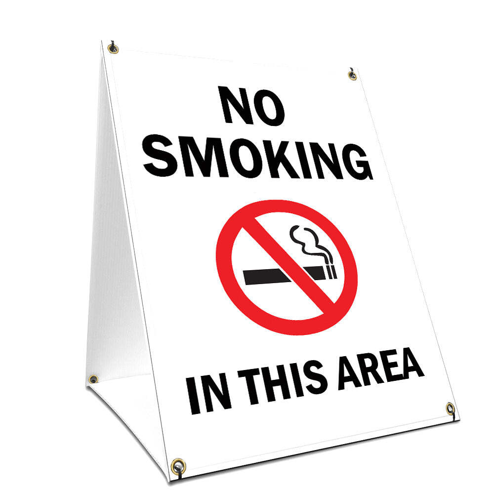 A-frame Sidewalk No Smoking In This Area Sign With Graphics On Each Side