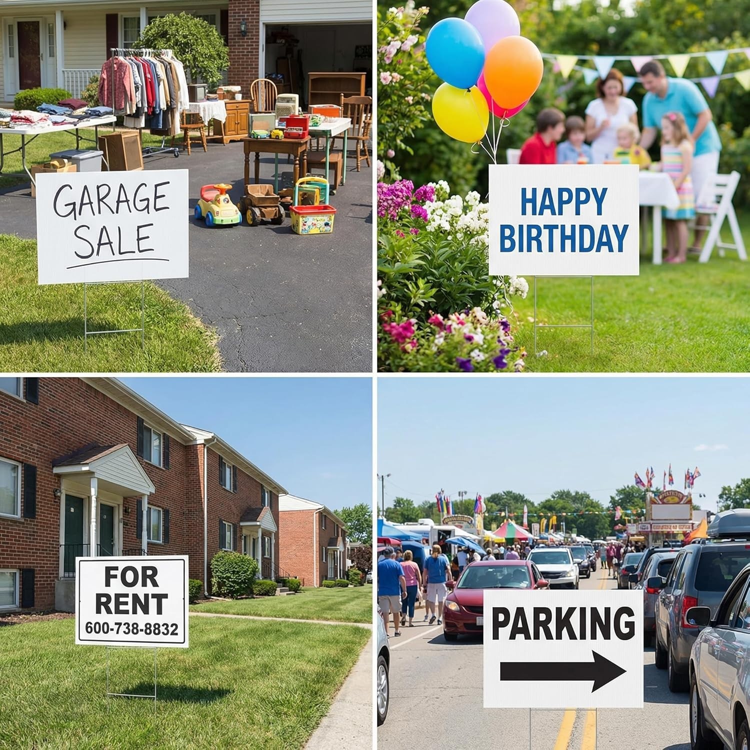 White Corrugated Signs with Stakes, 10 Pcs