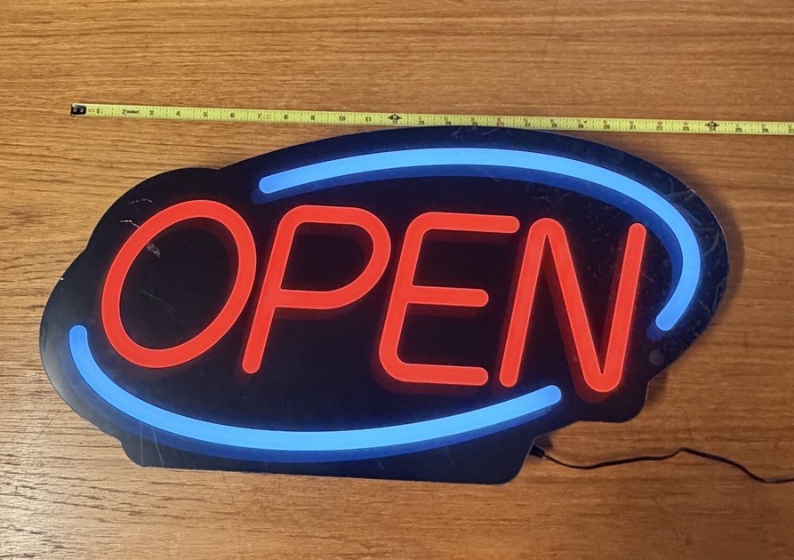 Intertek Electric “OPEN” Neon Certified Wall Sign With Flash Option Plus Speeds
