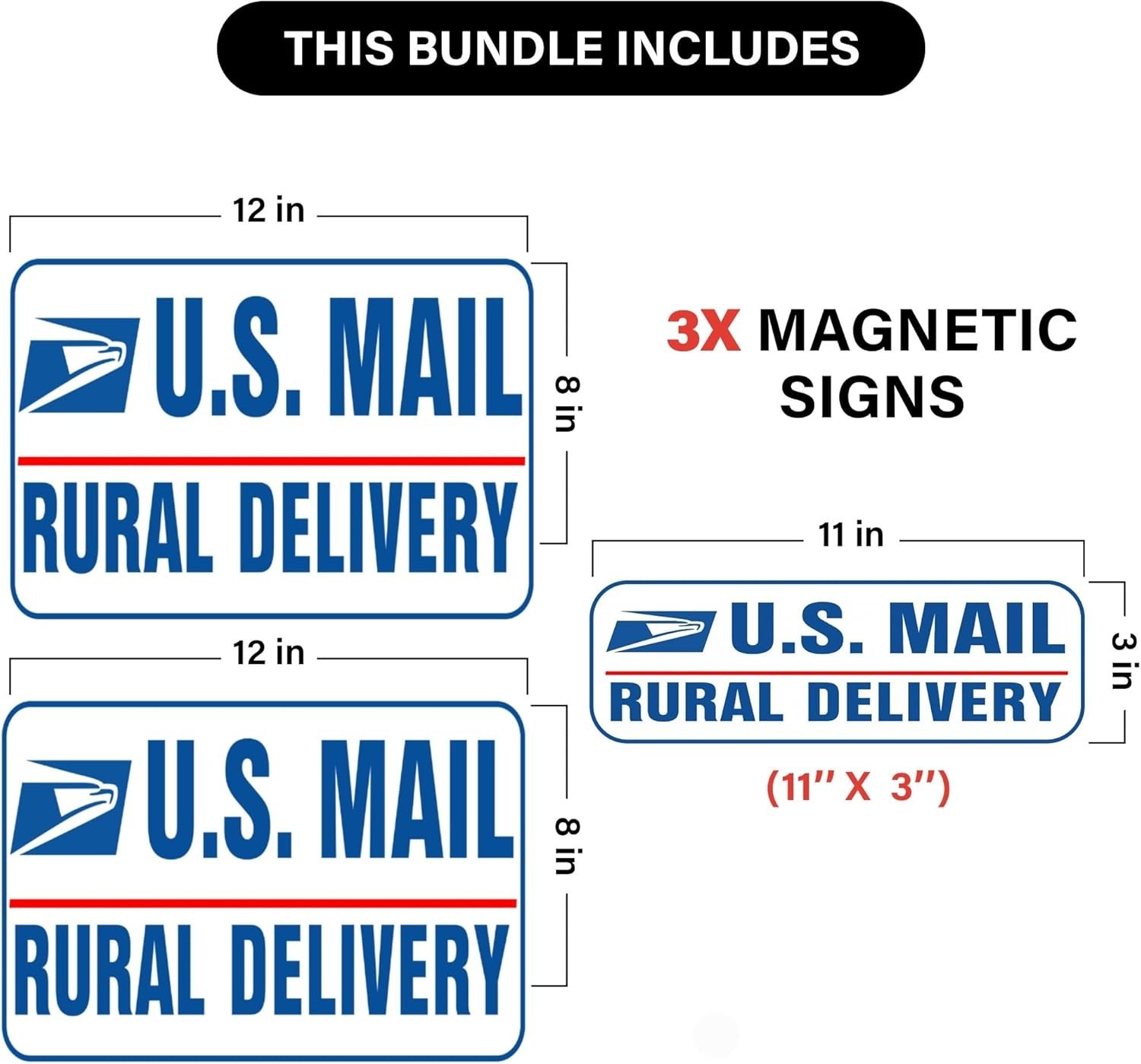 3 Pack Heavy Duty US Mail Delivery Driver Magnetic Signs Rural Carrier Car Truck