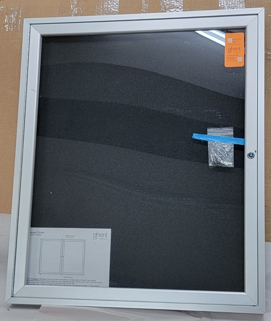 GHENT PA13630VX-133 Enclosed Bulletin Board silver frame black board 30×36 In.