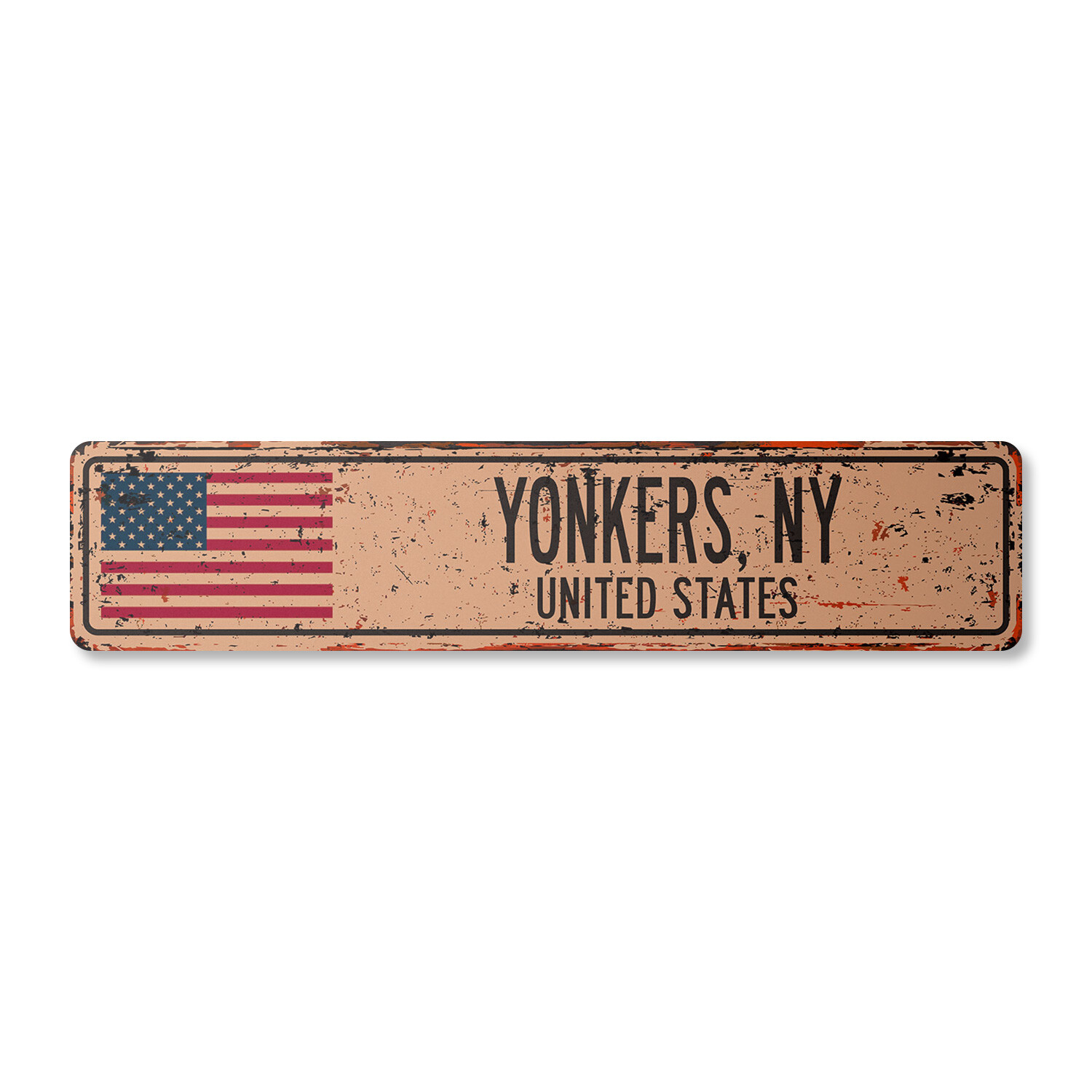 YONKERS NY UNITED STATES Vintage Street Sign American flag city country rustic