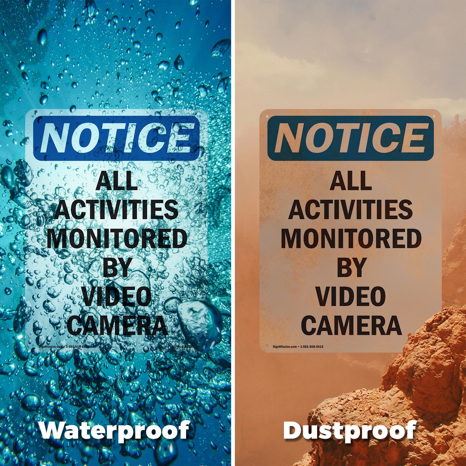 All Activities Monitored By Video Camera OSHA Notice Sign, Decal 5 or 10 Pack