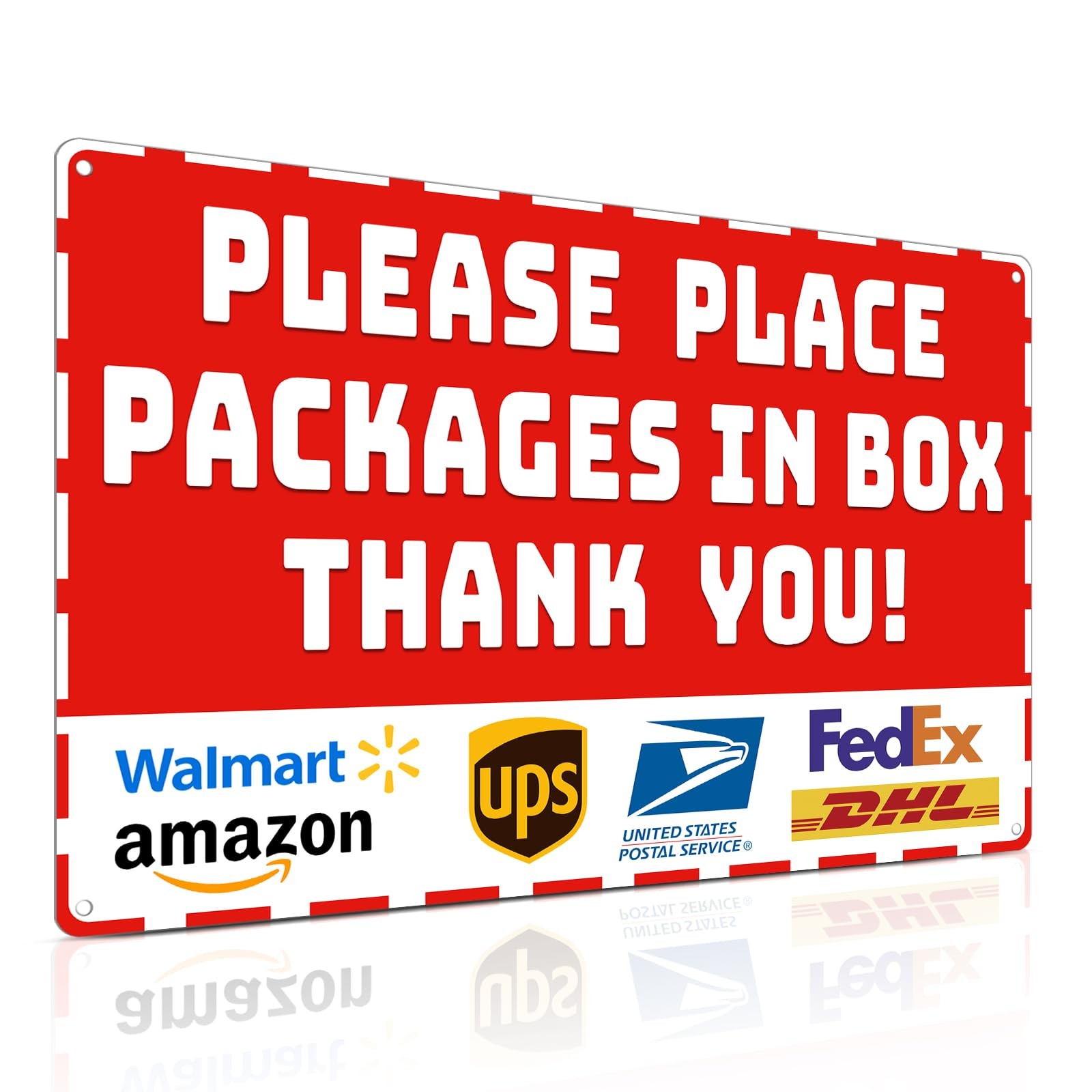 Package Delivery Metal Sign, Please Place Packages in Box Thank You, Waterpro…