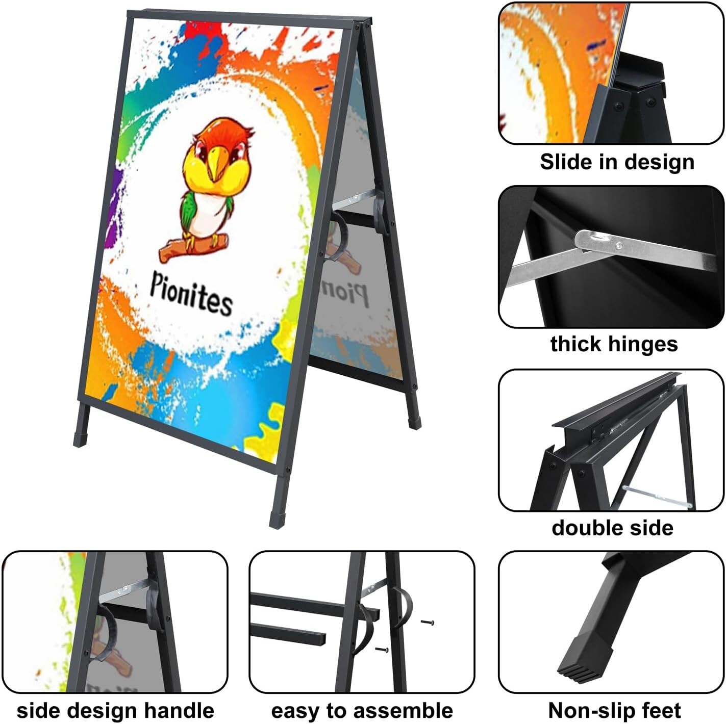 All-Metal A-Frame Sign Holder, Portable 24×36” Sandwich Board for Diverse Uses
