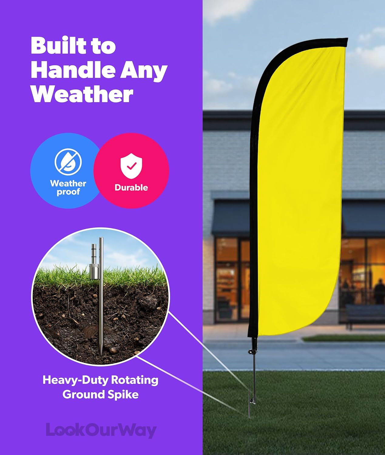 Feather Flag Pole Kit 3-Pack Bundle – 7Ft Tall Advertising Banners with Poles an
