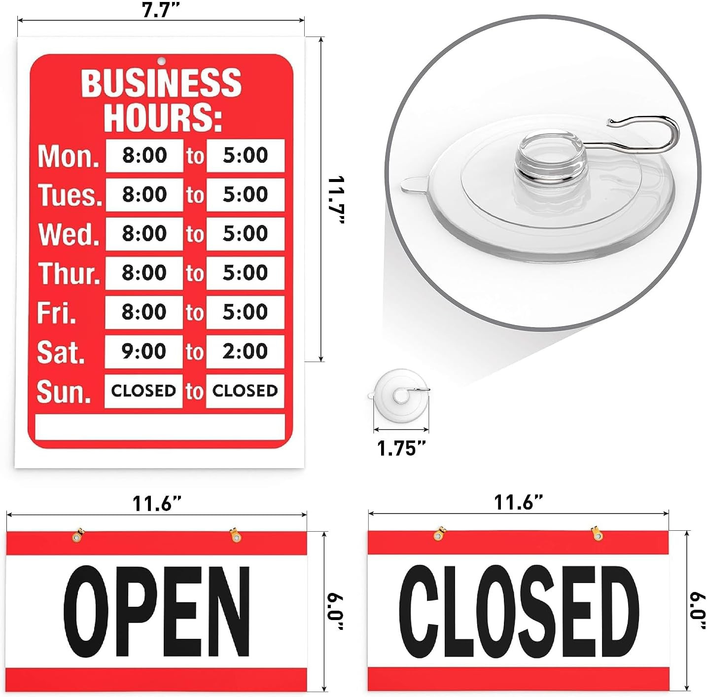 Open Closed Sign for Business – Ideal Office Hours Sign for Glass Door or Window