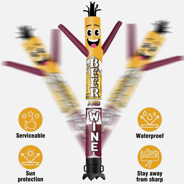 20 Foot Inflatable Tube Man Beer & Wine for Outdoors. Blower Not Included.