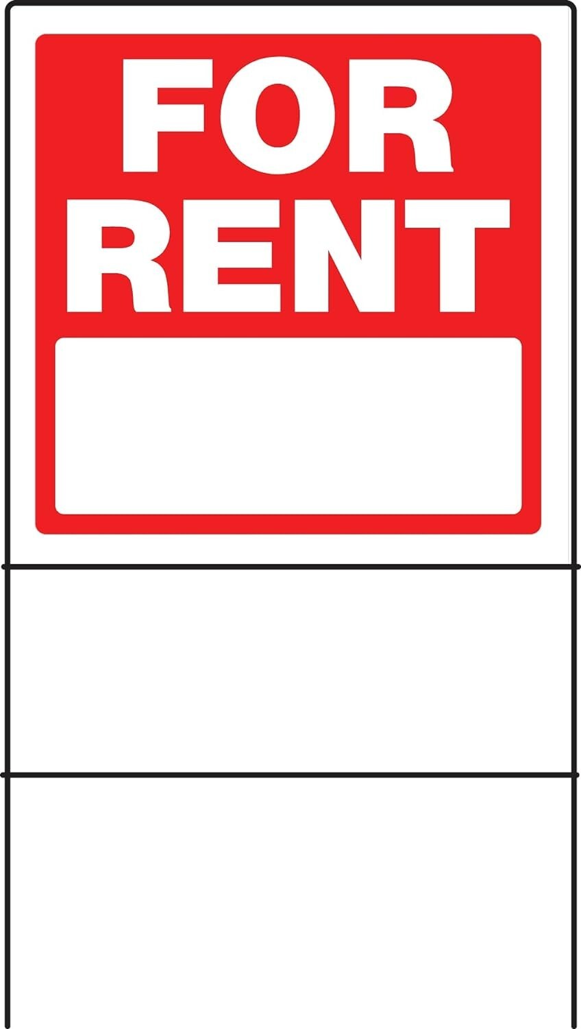 Hillman Red & White for Rent Sign with Frame, 18 x 18 in. 2-Pack