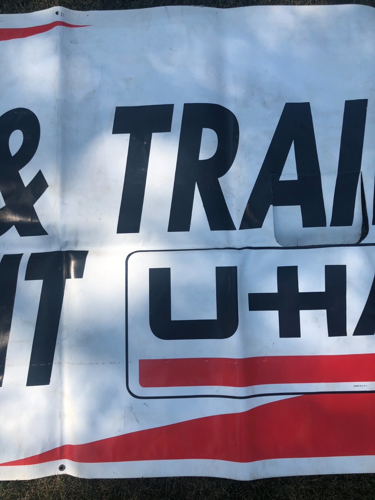 90’s UHAUL Vinyl Advertising Hanging Banner 9′ 9″ x 3′ 5 1/4″ Rectangular Shape
