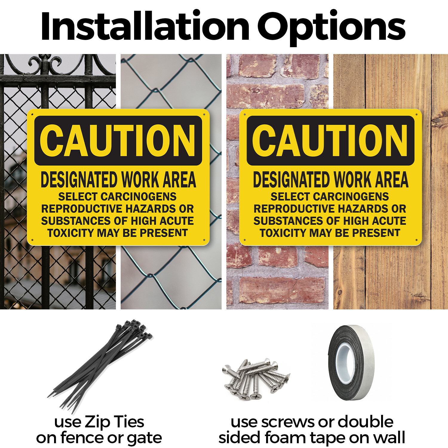(2 Pack) Designated Work Area Select Carcinogens Reproductive OSHA Caution Sign