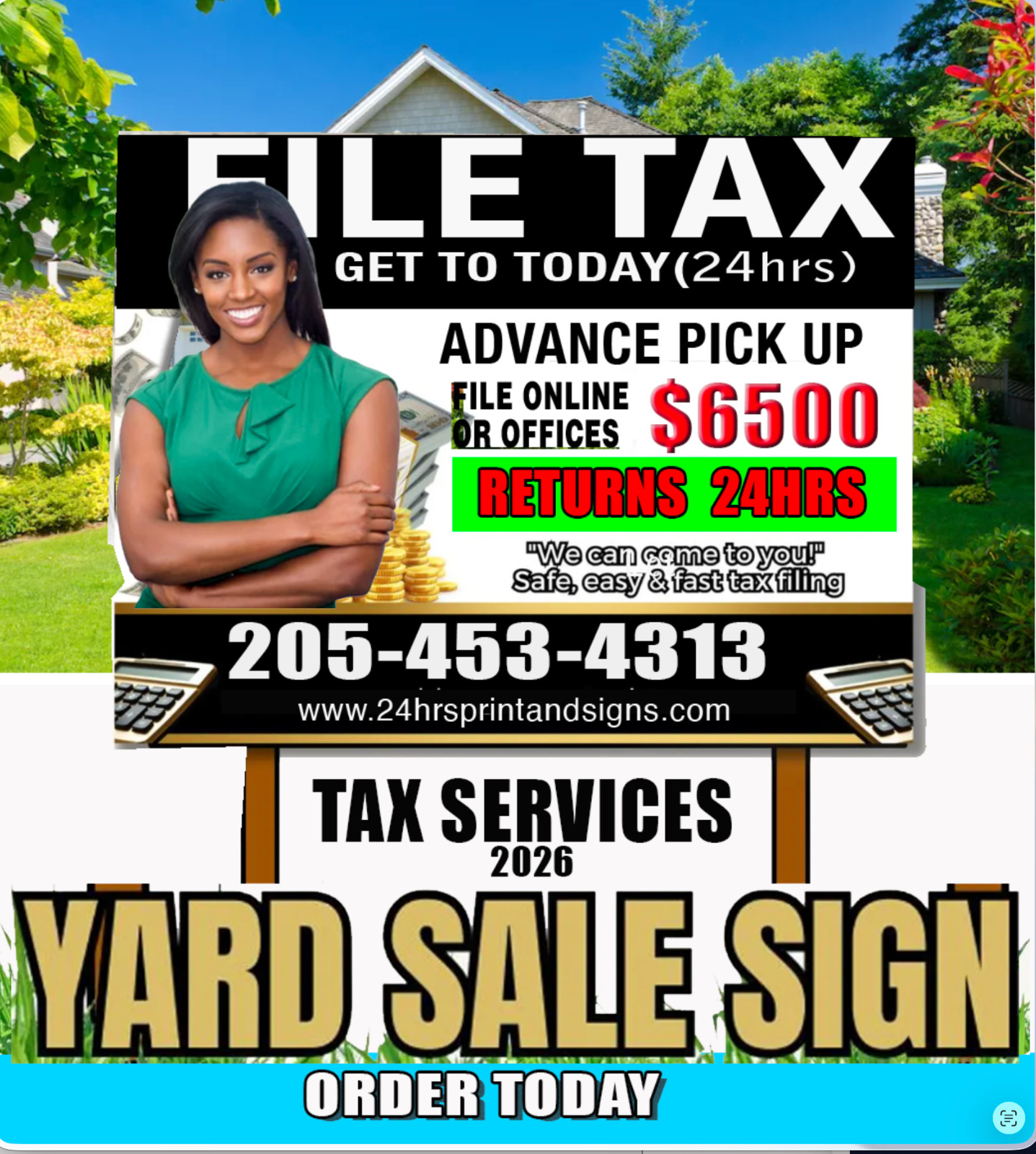 10 24×18 Full Color, Double Sided Custom Yard Signs This includes 30″in Stakes