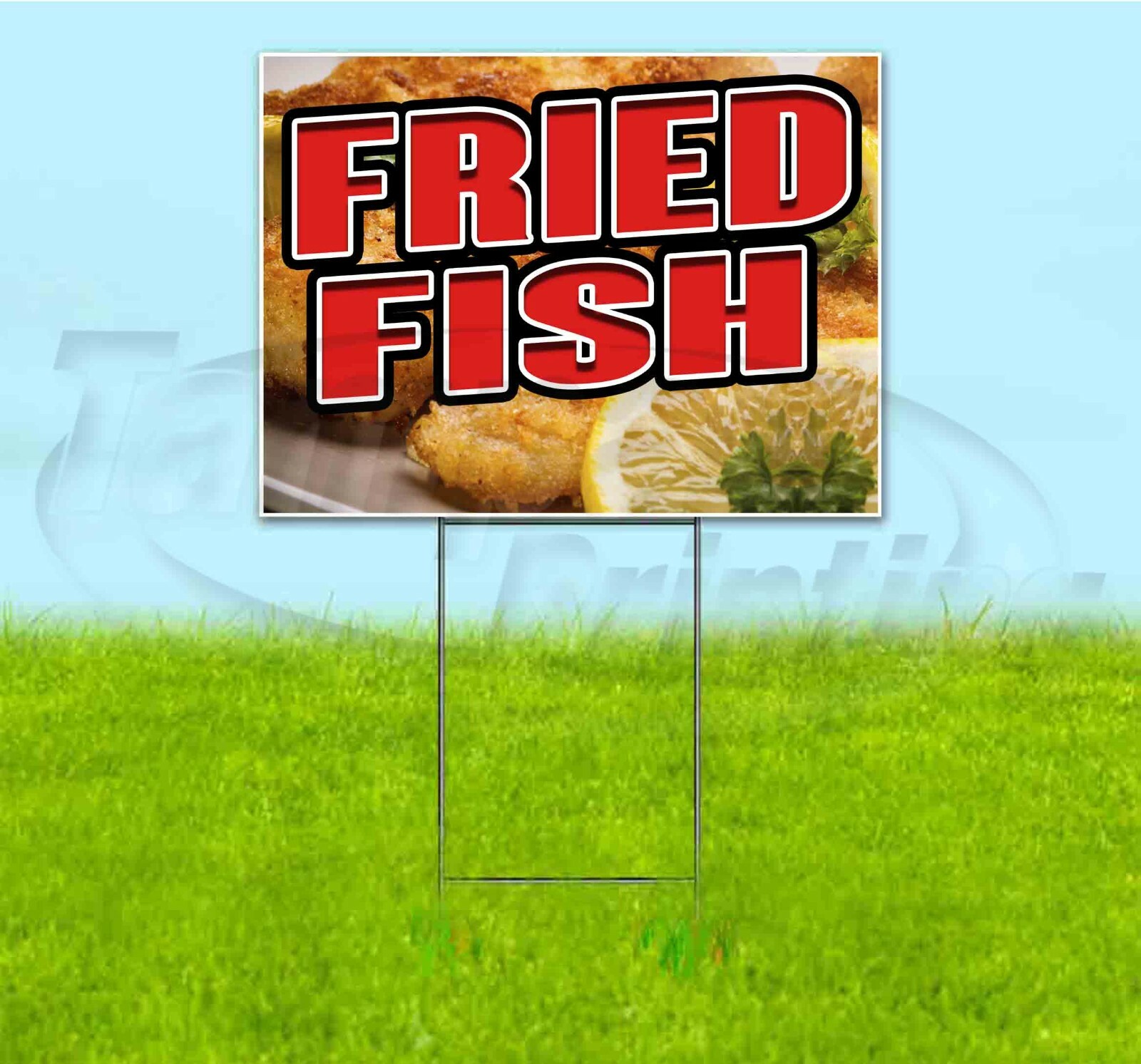 FRIED FISH 18×24 Yard Sign WITH STAKE Corrugated Bandit USA BUSINESS FOOD