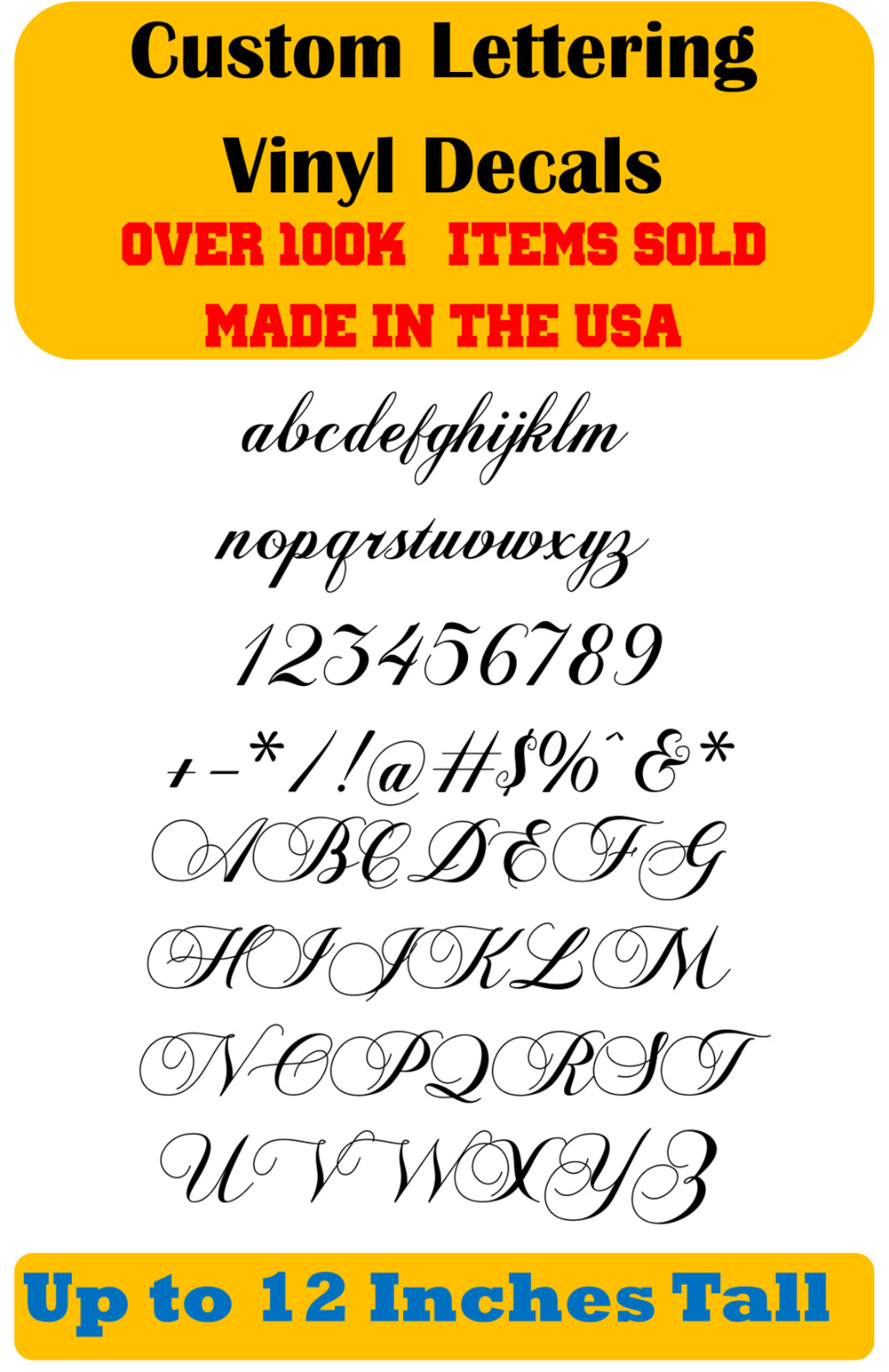 Custom Personalized Decal Vinyl Lettering Text Business Sign Calligraphy ScriptA