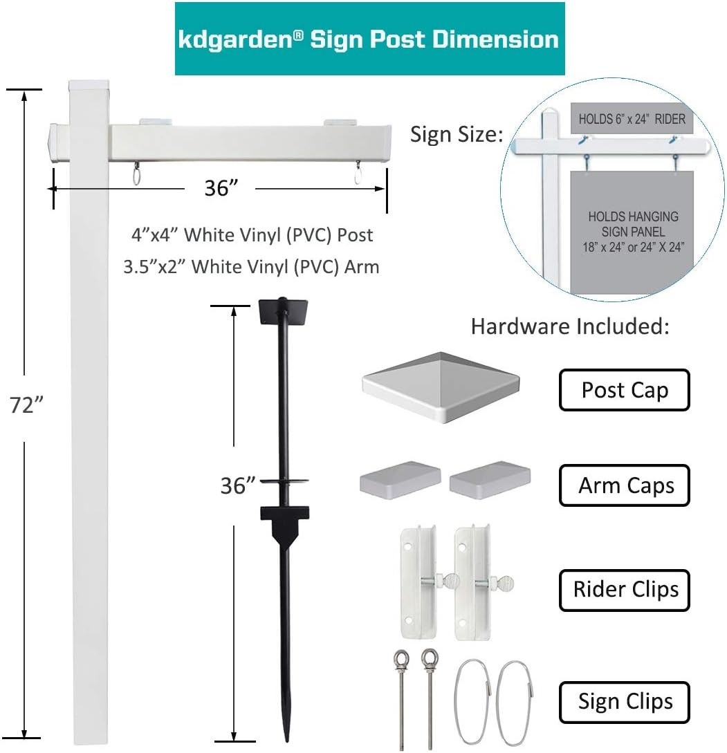 Vinyl PVC Real Estate Sign Post 6ft. Tall 4″x 4″x 72″ Realtor Yard Sign Post …