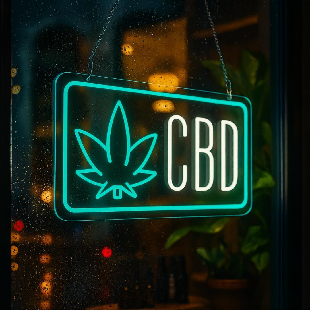 Bright CBD LED Sign with Leaf Icon – Attract More Customers!