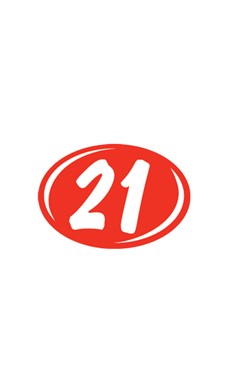 SSWBasics Oval 2-Digit Year Stickers – White/Red – 2021 – Pack of 12 Red and