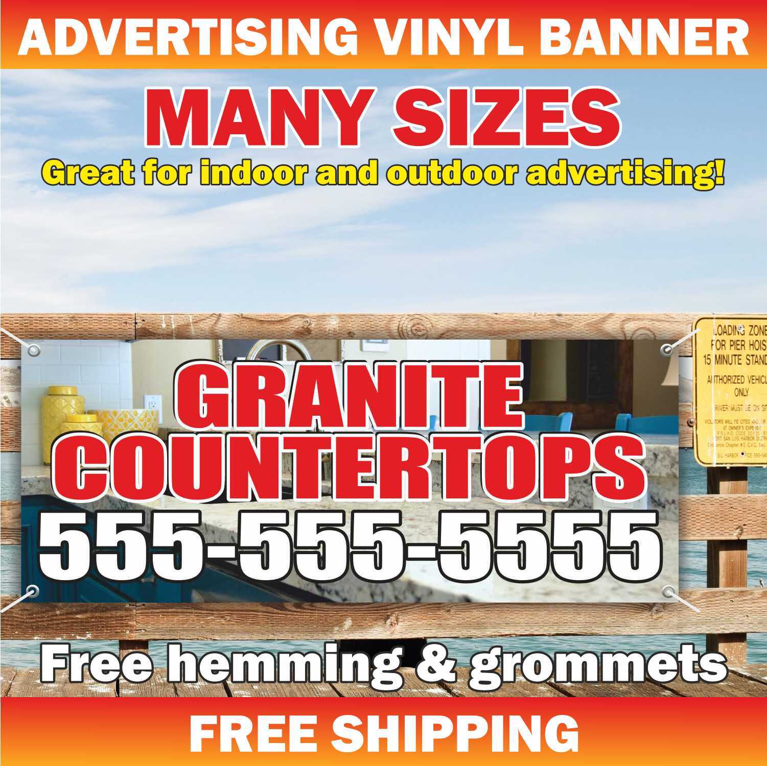 GRANITE COUNTERTOPS Advertising Banner Vinyl Mesh Sign Custom Furniture Kitchen