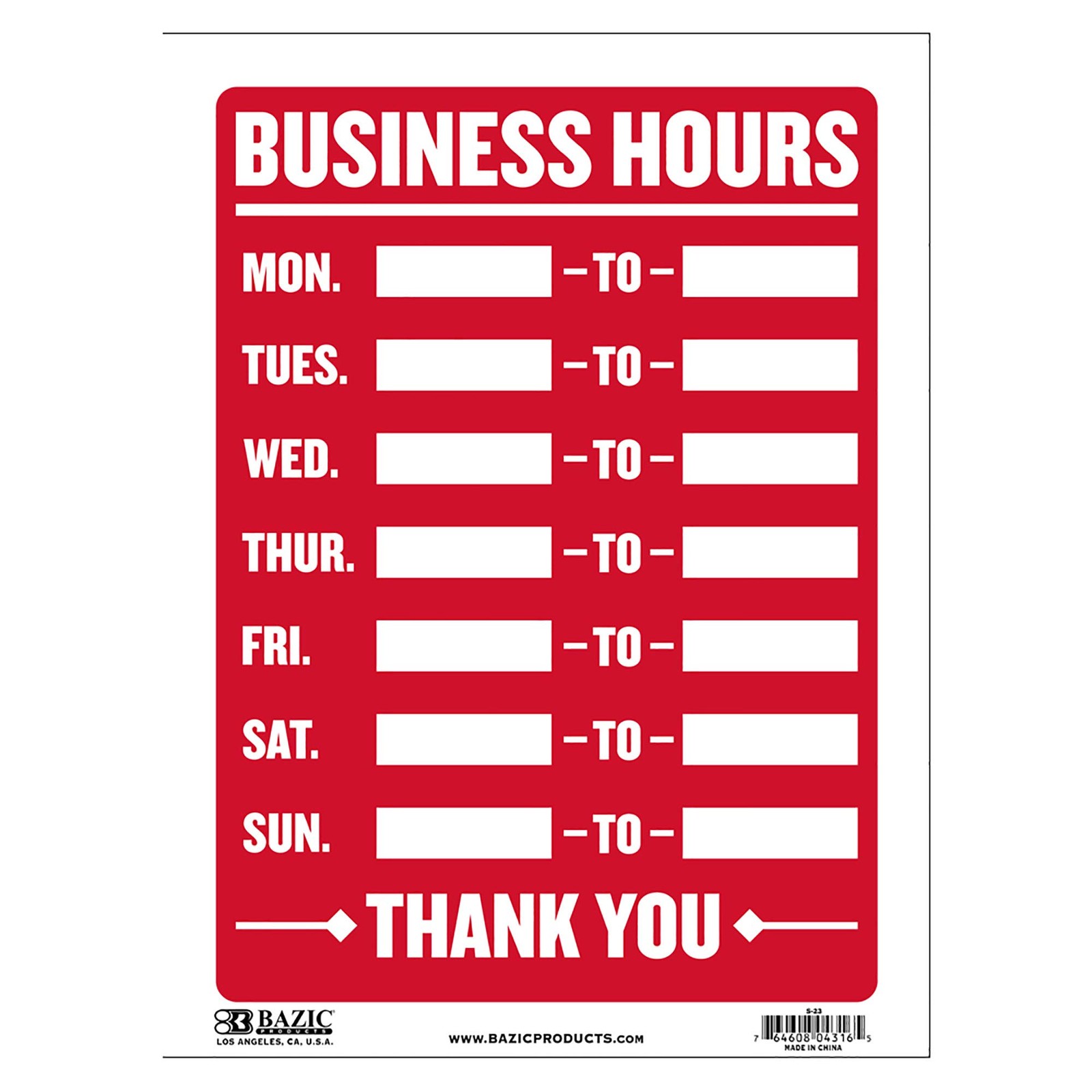 BAZIC 9″x12″ Business Hours Sign – Open/Closed for Store, Office, Restaurant